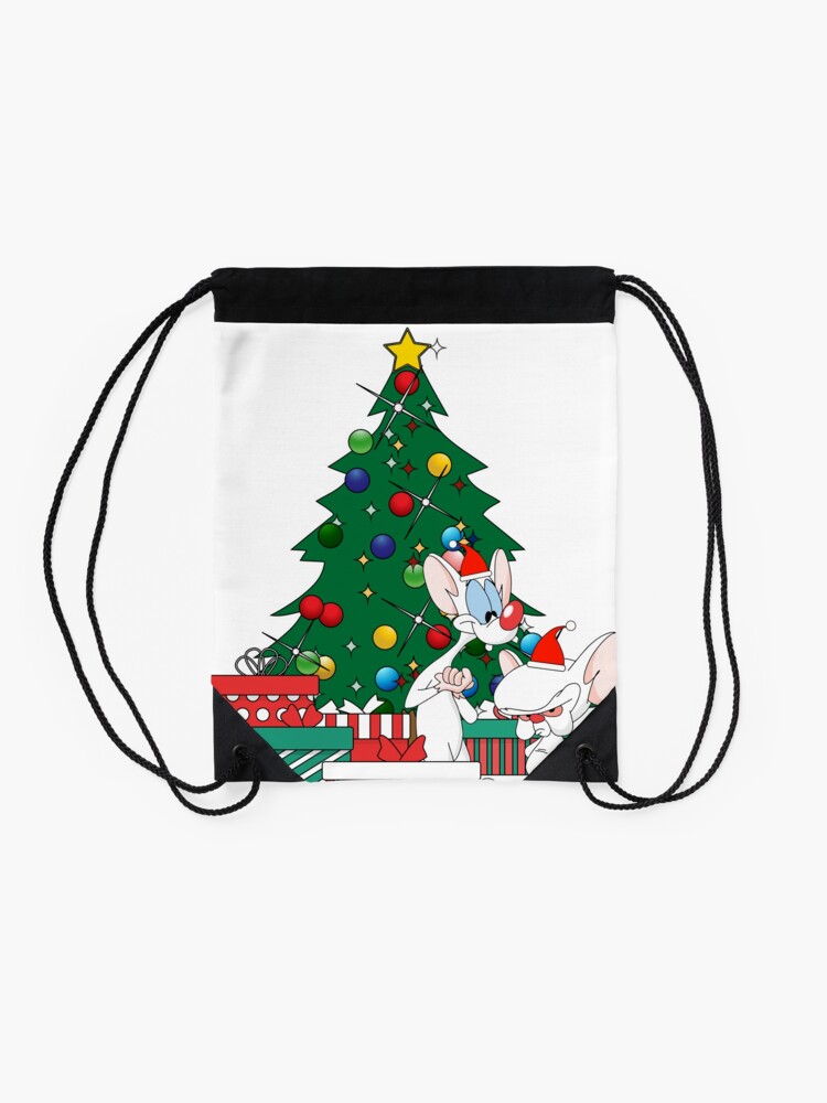 Alternate view of Pinky And The Brain Around The Christmas Tree Drawstring Bag