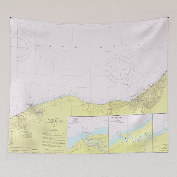 Item preview, Vintage Lake Erie Coast Map (1965) designed and sold by BravuraMedia.