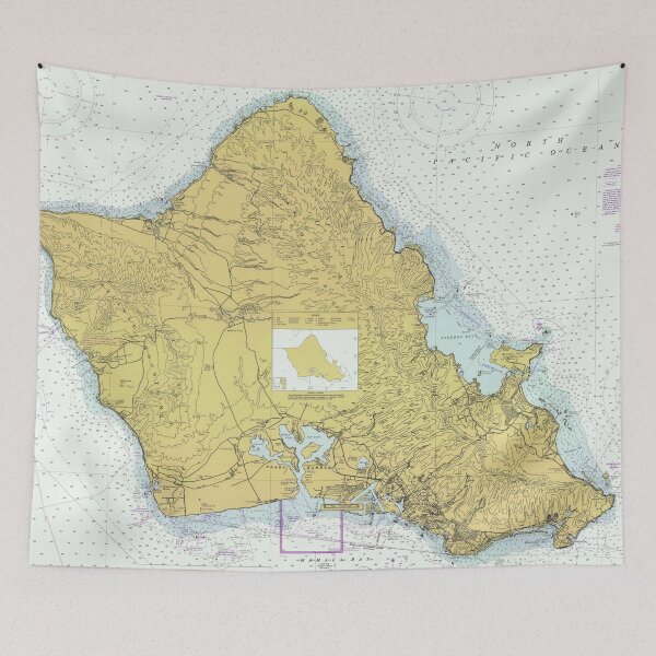 Item preview, Island of Oahu Hawaii Map (1996) designed and sold by BravuraMedia.