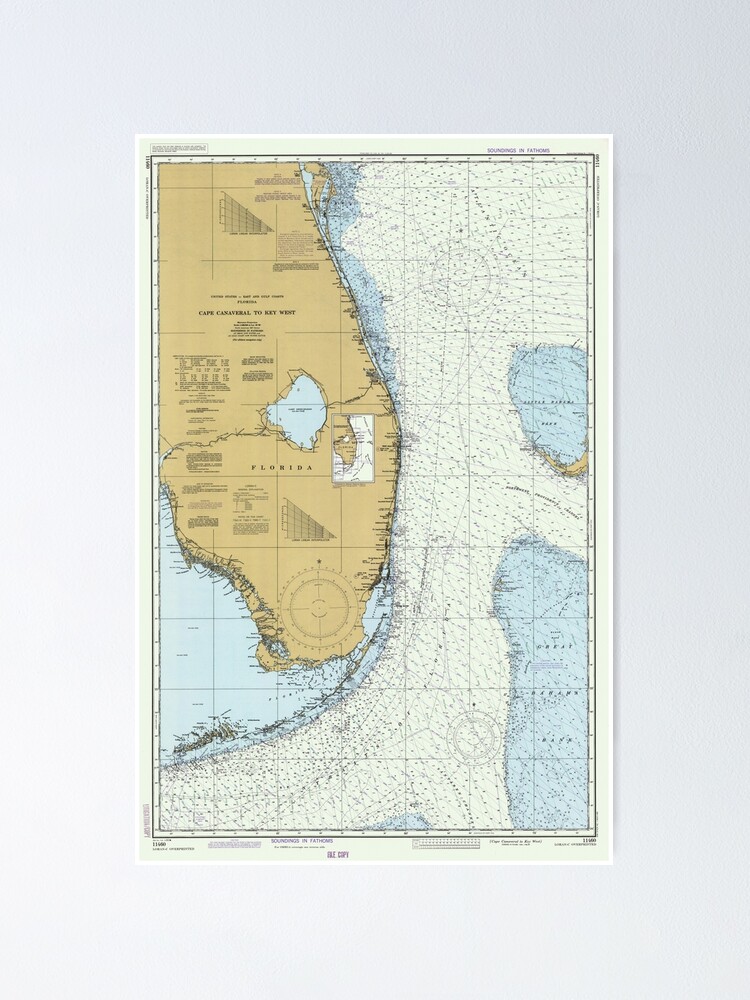 quot Florida Atlantic Coast Map 1982 quot - Fposter,small,wall Texture,product,750x1000.u2 