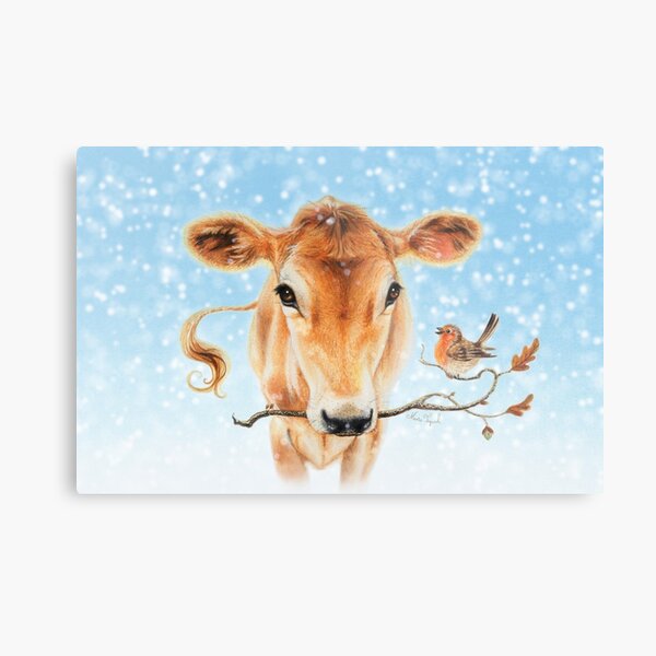 Christmas cow by Maria Tiqwah Metal Print