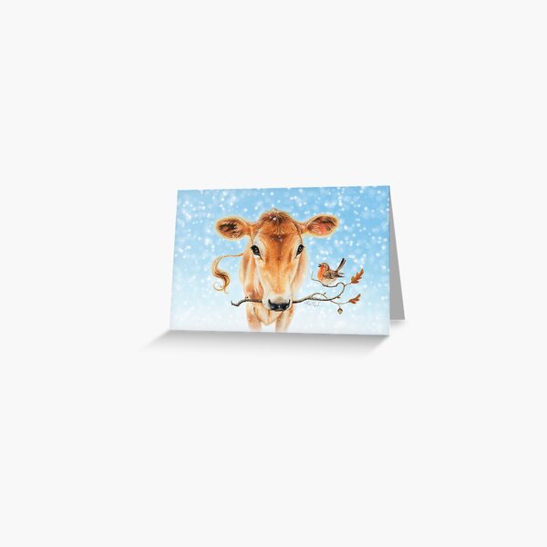 Christmas cow by Maria Tiqwah Greeting Card