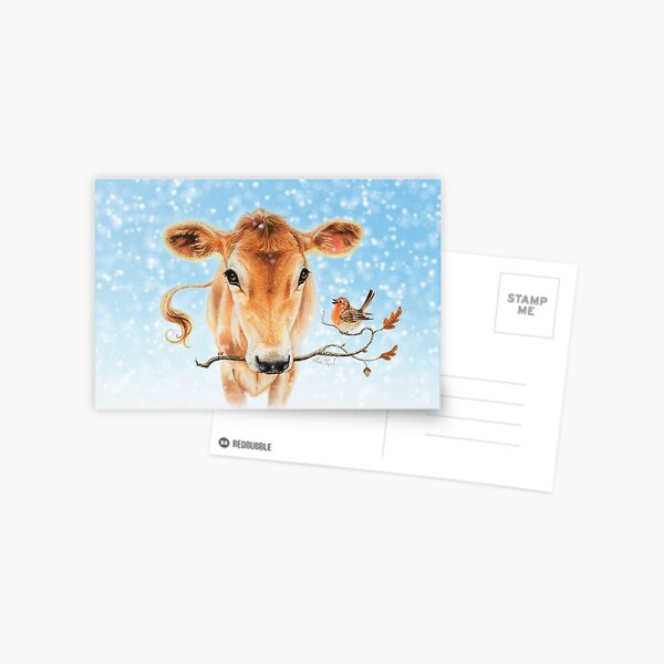 Christmas cow by Maria Tiqwah Postcard