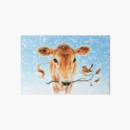 Christmas cow by Maria Tiqwah Art Board Print