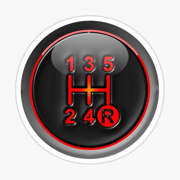 Gear knob Shift Pattern Sticker Vitesse 6 28 mm Chrome/Noir Rouge R gloss en forme de dôme Gel 