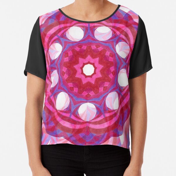Red Violet Round Illusions Fall Into Winter Number Four by GreenBeeMee Chiffon Top
