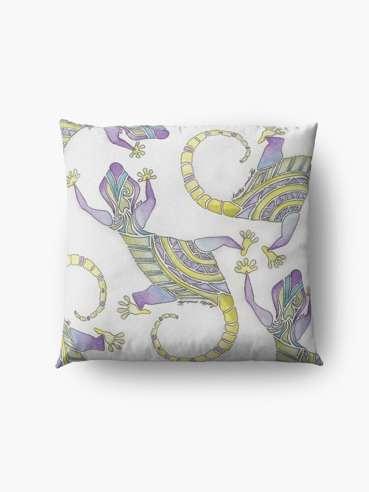 Alternate view of Watercolor Painted Mosaic Gecko Floor Pillow