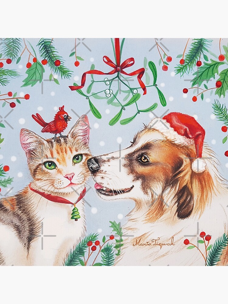 Thumbnail 4 of 4, Pillow, Christmas kiss by Maria Tiqwah designed and sold by MariaTiqwah.