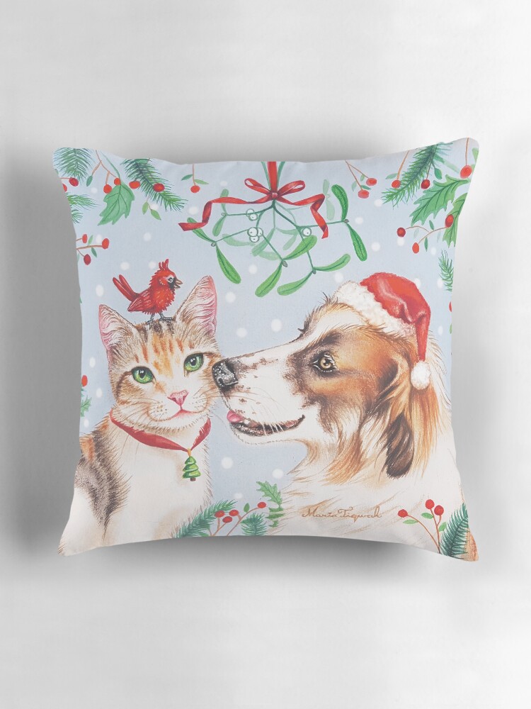 Thumbnail 3 of 4, Pillow, Christmas kiss by Maria Tiqwah designed and sold by MariaTiqwah.