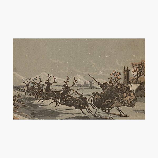 Item preview, Vintage Santa and His Reindeer Illustration (1880) designed and sold by BravuraMedia.