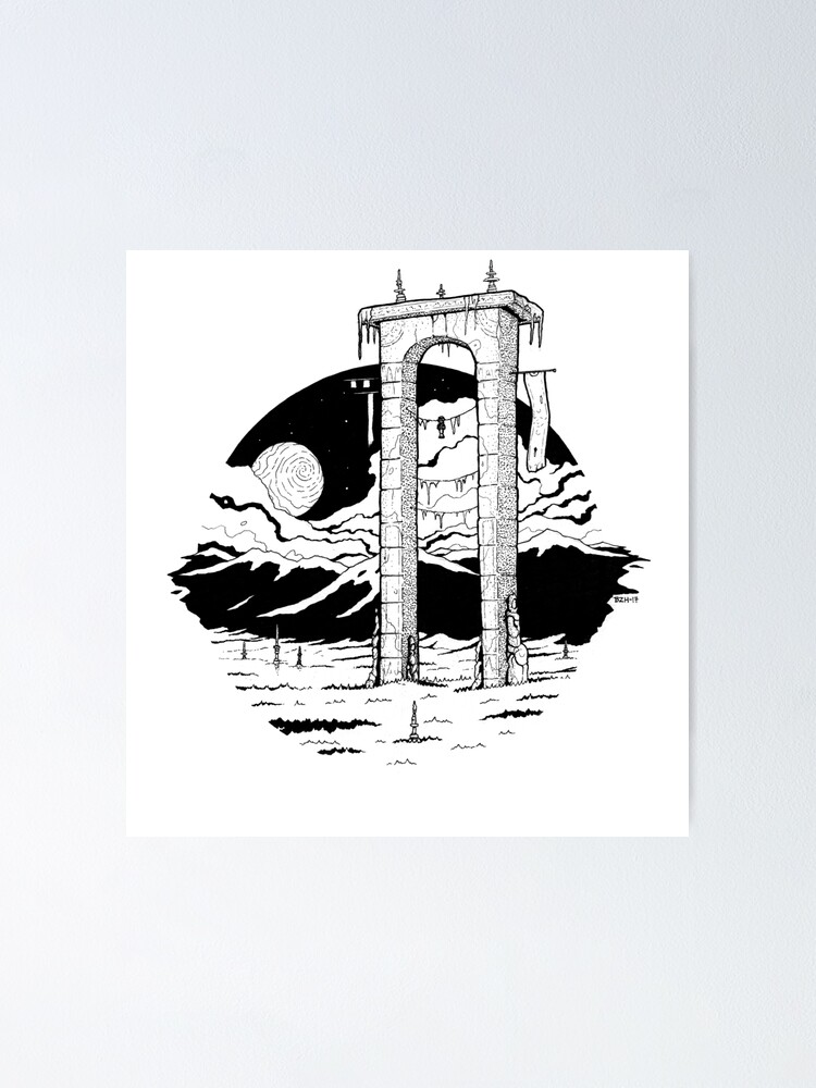 Coral Reef Kingdom scifi fantasy illustration pen drawing black and