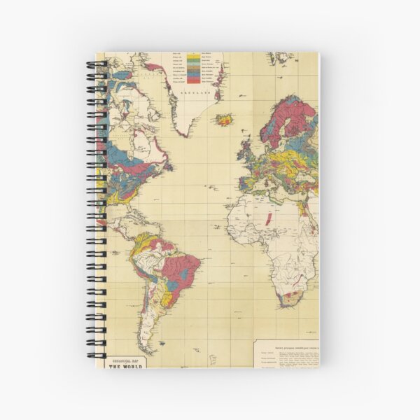 tricky moth Holiday Vintage Geological Map of The World (1856)" Spiral Notebook for Sale by  BravuraMedia | Redbubble