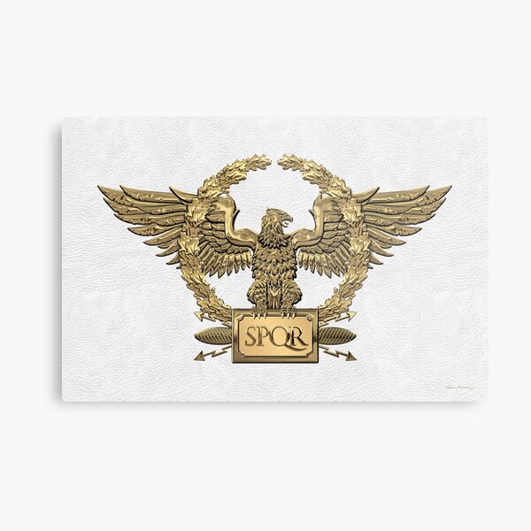 Item preview, Gold Roman Imperial Eagle - SPQR Special Edition over White Leather designed and sold by Serge Averbukh Art Studio.