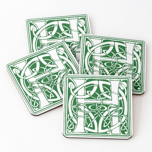 Item preview, Ornate H Capital Letter Initial Lombard Green designed and sold by Dator.