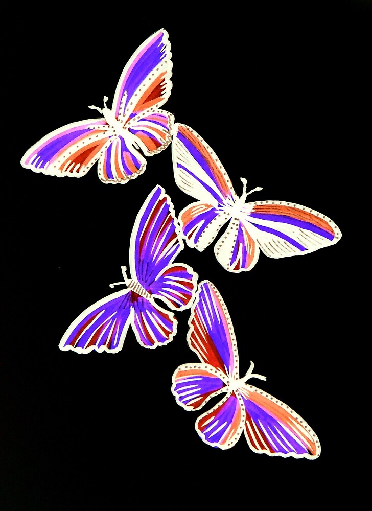 "Purple and black butterfly drawings, drawings of purple butterflies