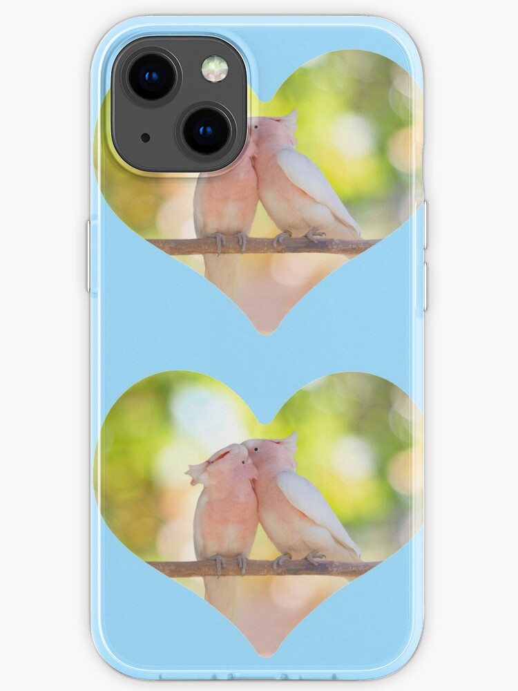 Coque Iphone Inseparable Cacatoes Rose Rencontre Perroquet Amoureux Dans Un Coeur Par Tjbest Redbubble