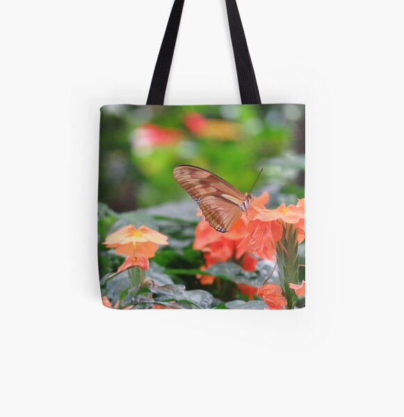 Orange Butterfly All Over Print Tote Bag