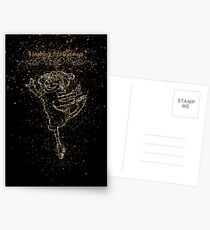 Girl skating golden ornament Gold Postcards