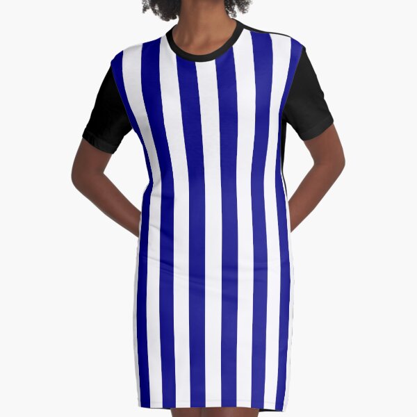 blue and white striped mini dress