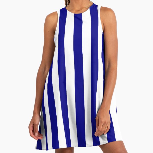 blue and white vertical striped dress Breton Stripe Form Fitting Dress | Propriano II | Anti-UV main image 1
