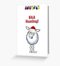 Cartoon Christmas sheep "BAA Humbug" Greeting Card