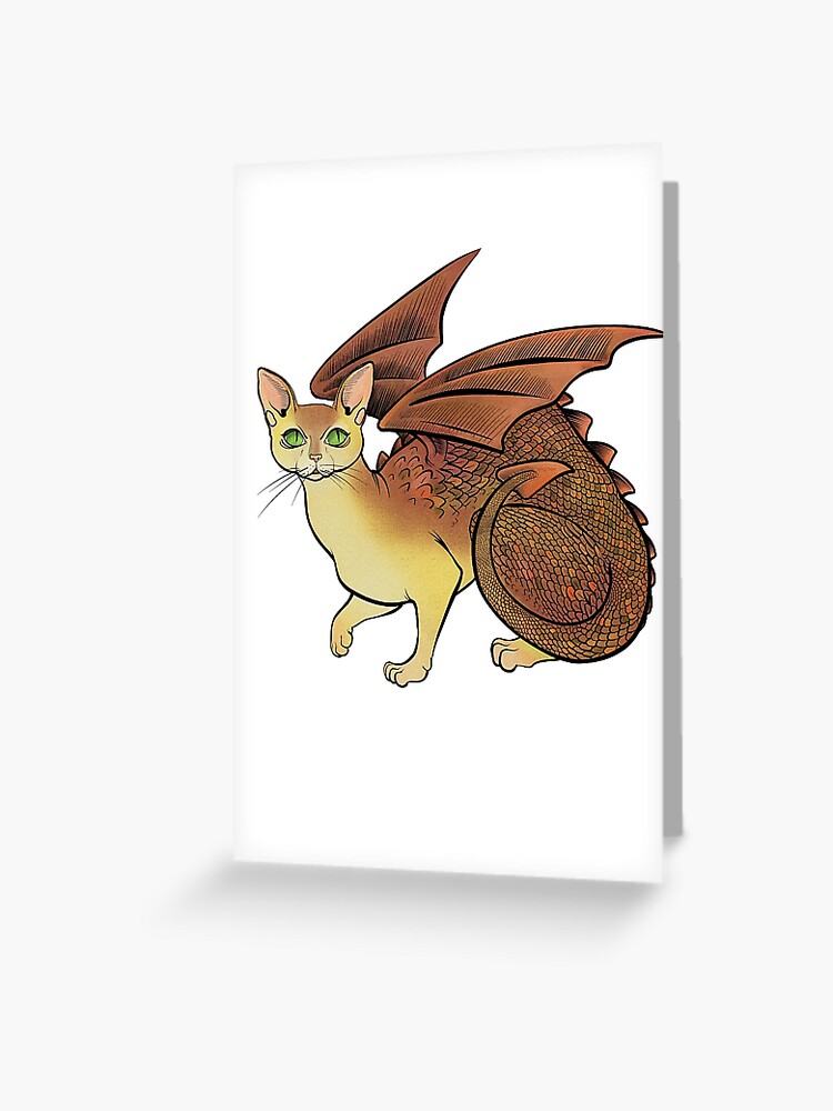 Carte De Vœux Chat Dragon Par Hollypierson Redbubble