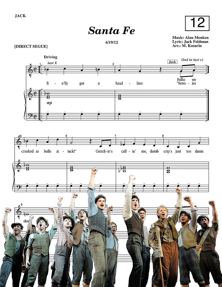 "Newsies Santa Fe Sheet Music" by JasonCurtis Redbubble