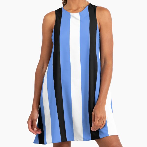 striped dress blue and black Sara Floral Lace Trim Dress main image 1