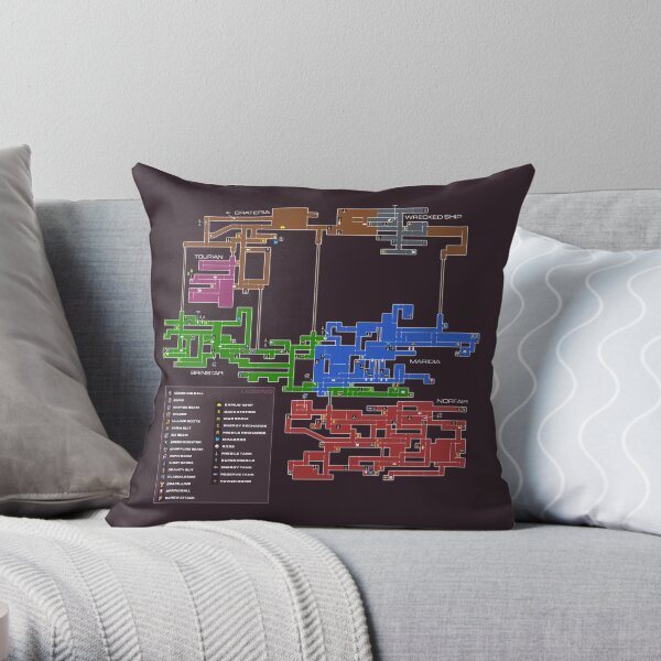 Super Metroid Map Throw Pillow