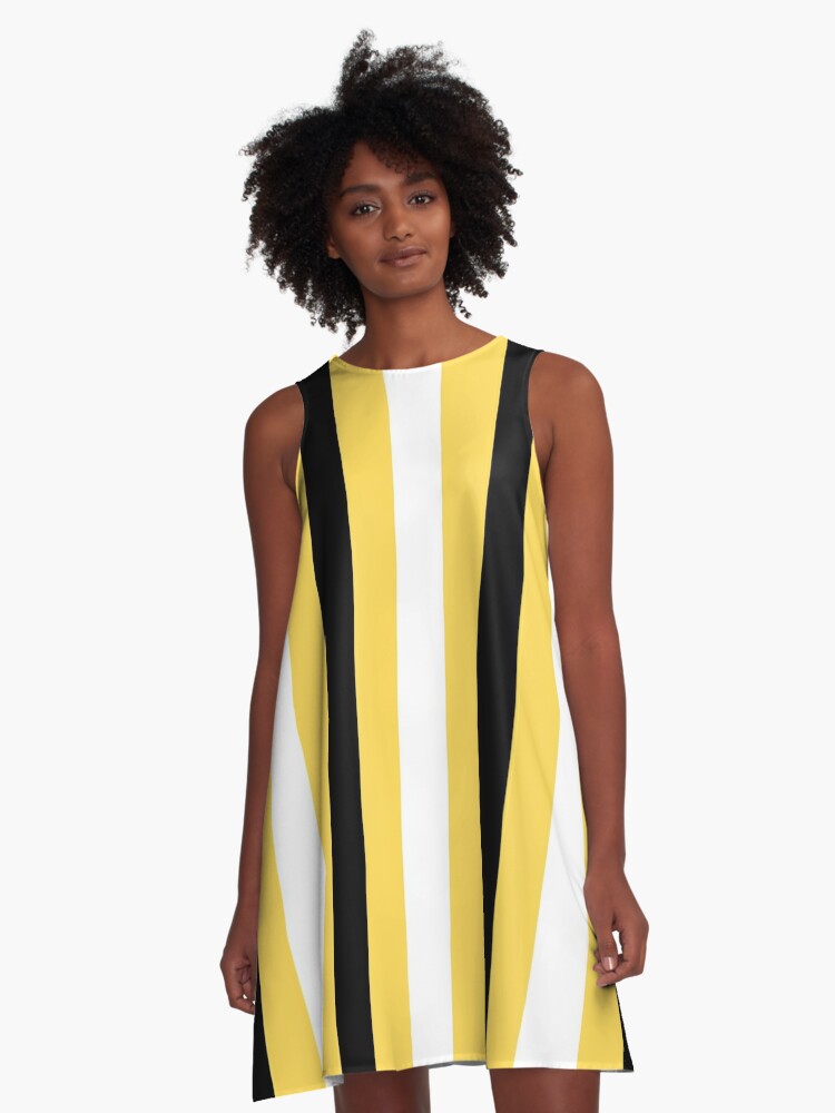 Yellow black 2024 striped dress