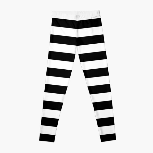 Cool Black And White Horizontal Striped Leggings | Zazzle
