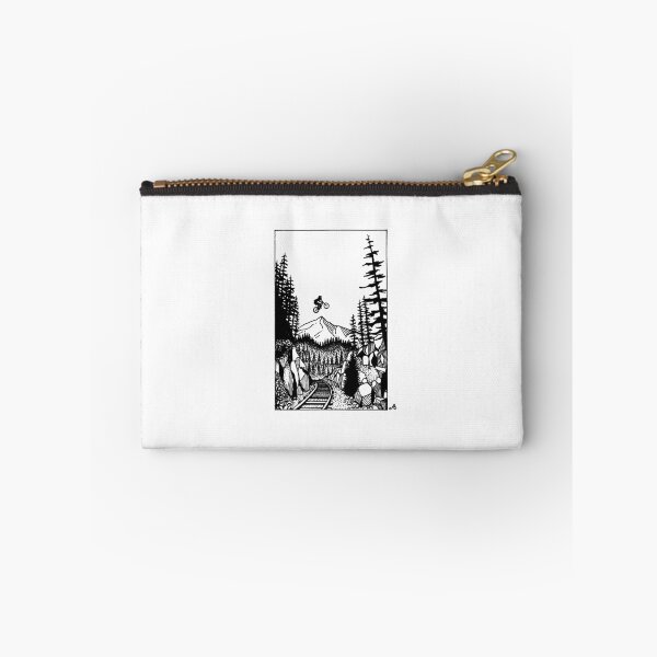 Item preview, Train Gap MTB Jump - Pemberton, BC, Canada - Mountain biking pen and ink illustrated design designed and sold by SnowlineArt.