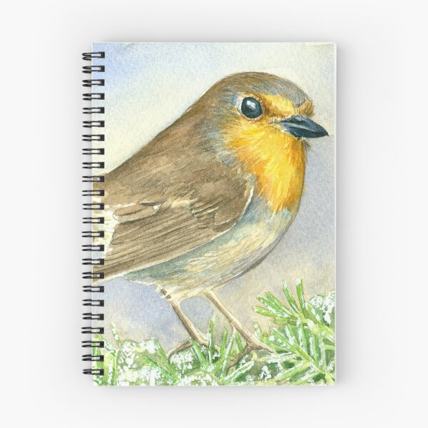 Item preview, Robin bird on a frosted juniper branch designed and sold by Katerina Mitkova Kirilova.