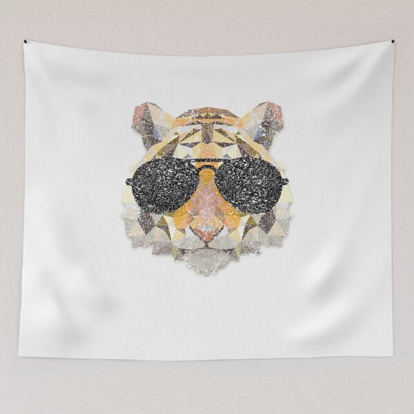 Item preview, Polygonal Tiger print, abstract animal print, tiger wearing sunglasses designed and sold by HEJAshirts.