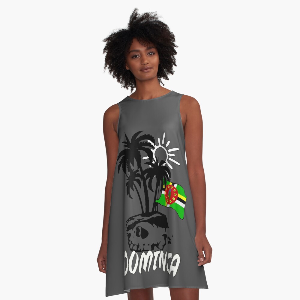 Dominica Coat Of Arms Flag Design A Line Dress By