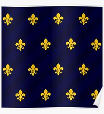 Fleur de Lys Goldblau Poster