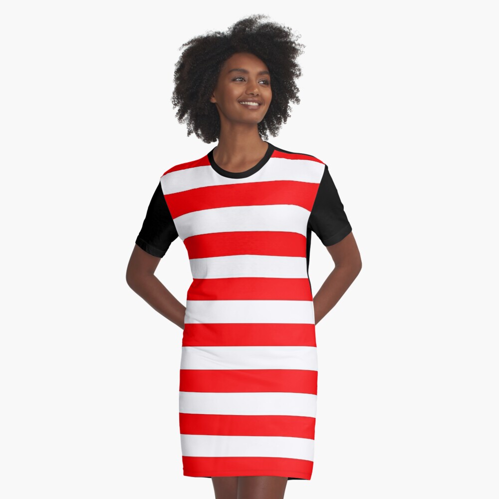 red and white horizontal striped dress