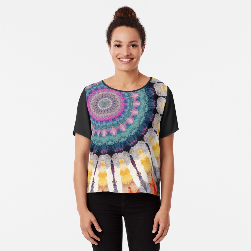 Ornamental Circles With Texture Chiffon Top