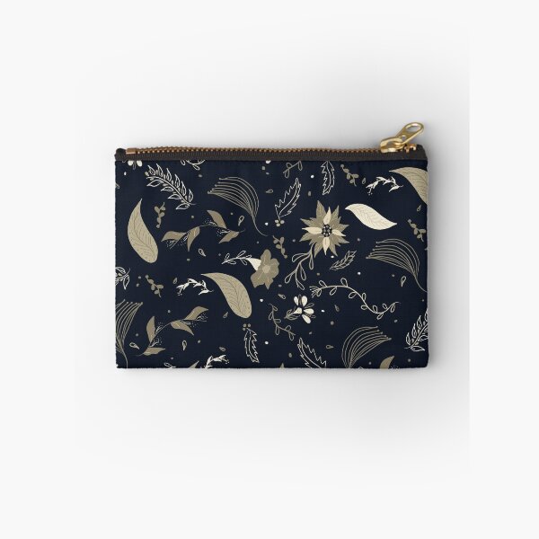 Item preview, Modern winter navy blue beige floral pattern illustration designed and sold by GirlyTrend.