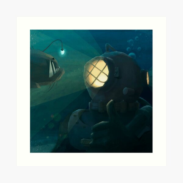 The diver and the fish Art Print