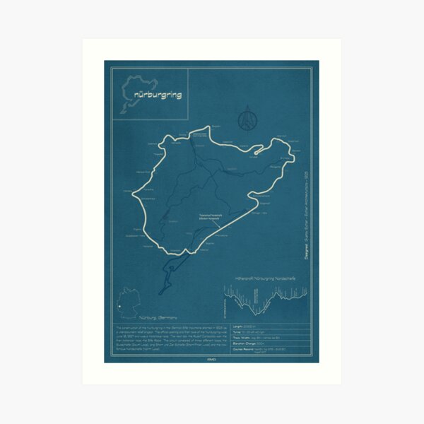 Nurburgring Nordschleife Track Map Art Print