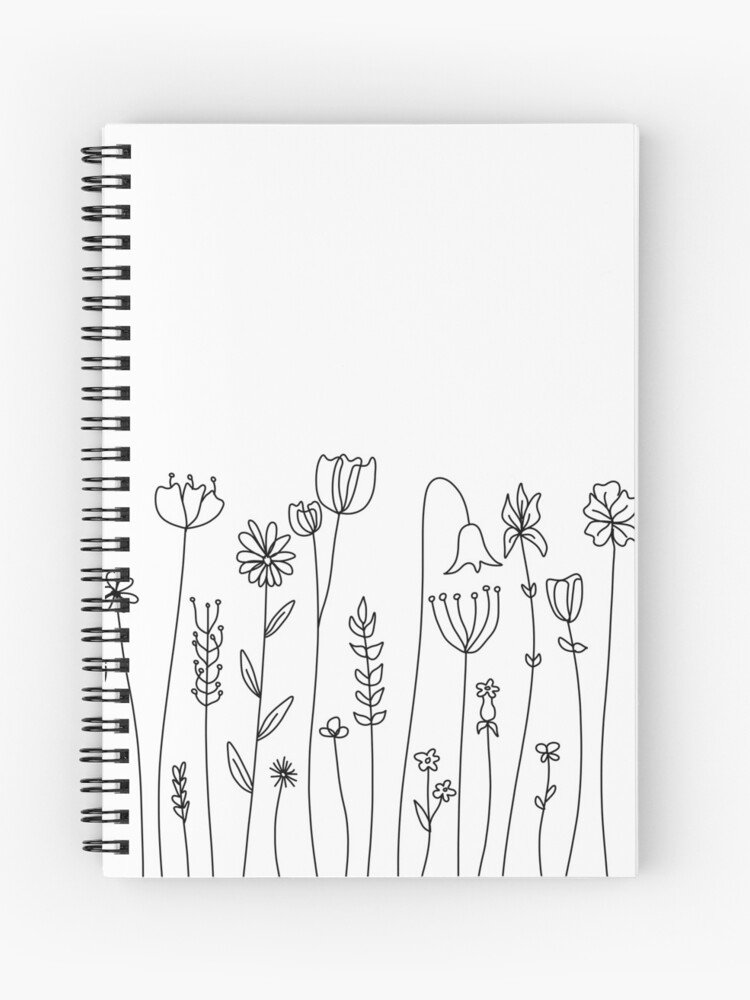 Simple Line Art Drawings of Flowers in Black and White Spiral