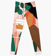 Beautiful girl with plant in pot Leggings