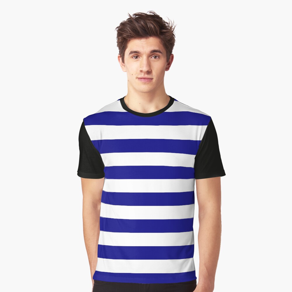 blue and white line t shirt