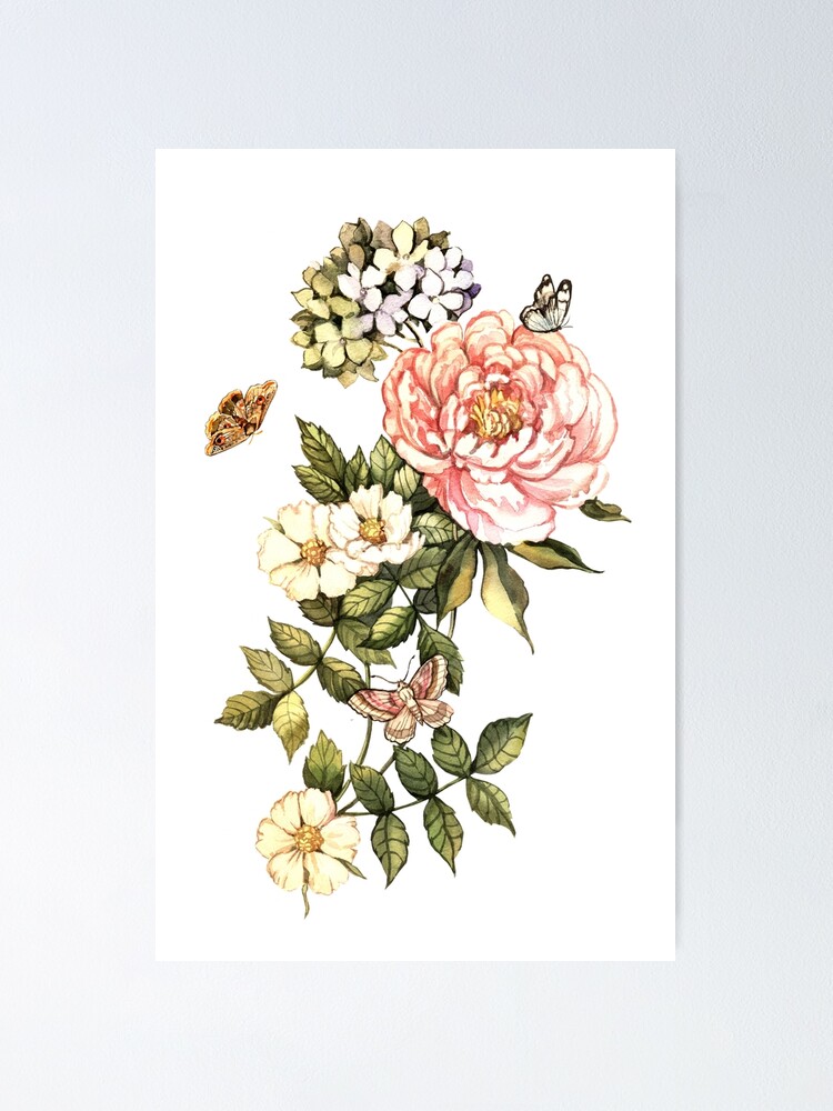 Alternate view of Watercolor vintage floral motifs Poster