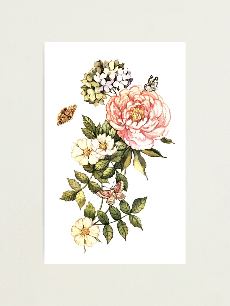 Thumbnail 1 of 3, Photographic Print, Watercolor vintage floral motifs designed and sold by Anutina.