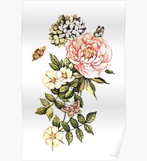 Watercolor vintage floral motifs Poster
