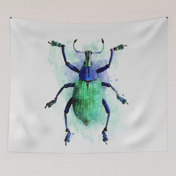 Item preview, Dramabite Watercolour beetle green purple turquoise insect painting designed and sold by dramabite.
