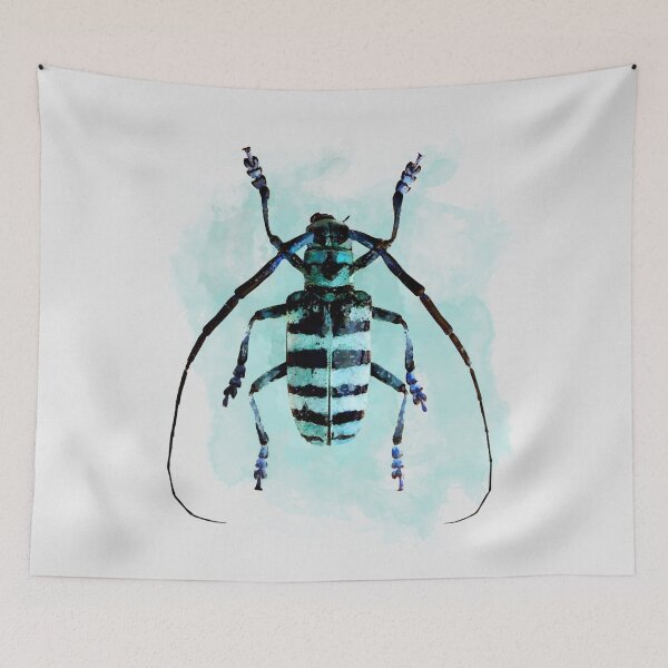 Item preview, Dramabite Watercolour beetle blue cyan  turquoise insect painting designed and sold by dramabite.