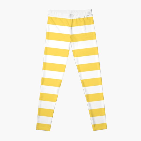 Yellow and White Horizontal Stripes Leggings for Sale by